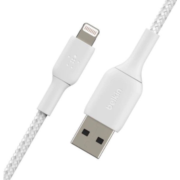 Фото - Кабель Belkin USB-A - Lightning Braided 0.15m White (CAA002BT0MWH)