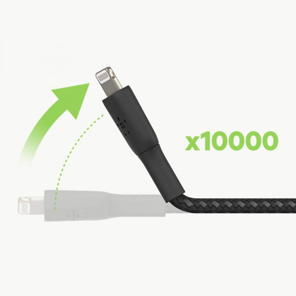 Фото - Кабель синхронізації даних Belkin USB-A - Lightning Braided 1m Black (CAA002BT1MBK)