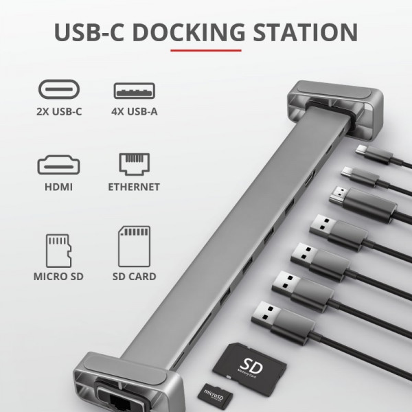 Фото - Хаб USB Trust Dalyx Aluminium 10-in-1 USB-C Multi-port Dock (23417)