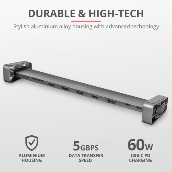 Фото - Хаб USB Trust Dalyx Aluminium 10-in-1 USB-C Multi-port Dock (23417)