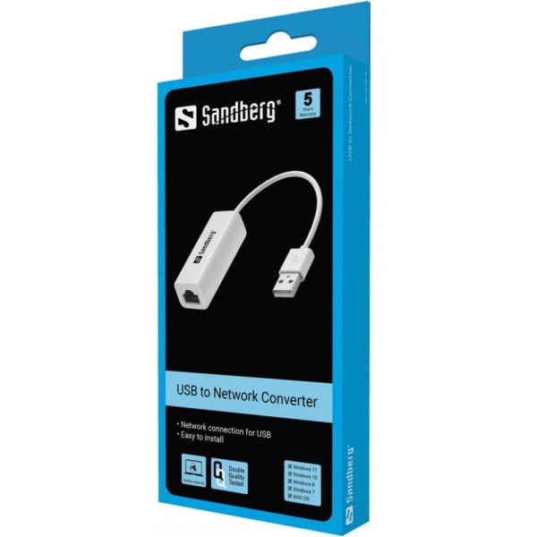 Фото - Переходник USB- RJ-45 Sandberg USB 2.0 Type A - Ethernet RJ45 (133-78)