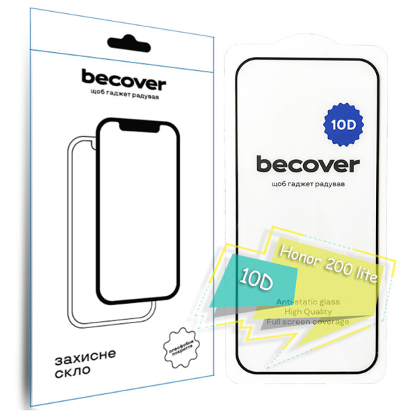Фото - Защитное стекло для смартфона BeCover for Honor 200 lite 10D Black (713162)
