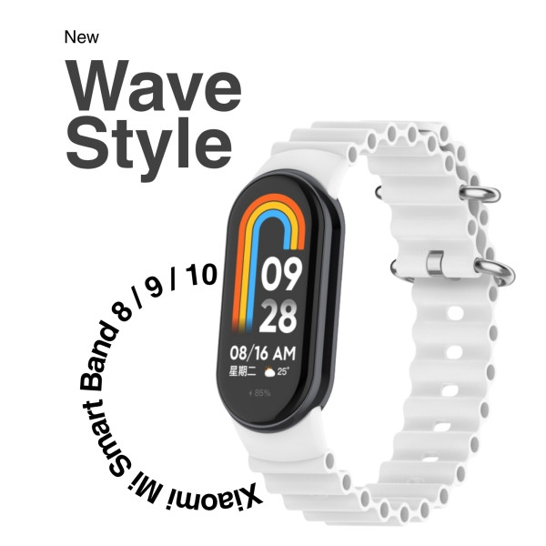 Фото - Ремінець для фітнес-браслету BeCover Wave Style for Xiaomi Mi Smart Band 8 / 9 / 10 White (714362)