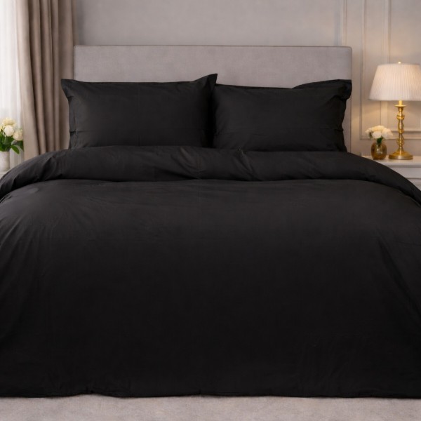 Фото - Комплект постільної білизни MirSon Poplin Line 099 Black 200 x 220 см (2200006279808)