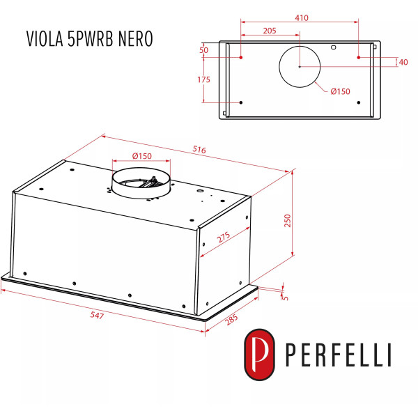 Фото - Витяжка вбудована Perfelli VIOLA 5PWRB NERO