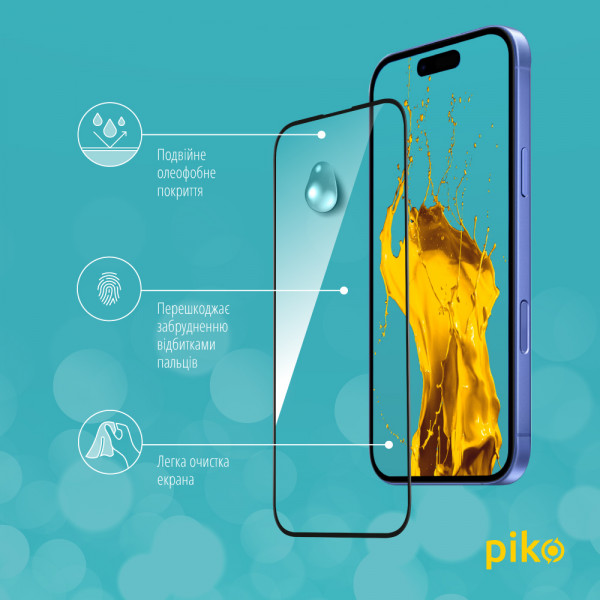 Фото - Захисне скло для смартфону Piko Full Glue for Apple iPhone 16 Plus Black (1283126593390)