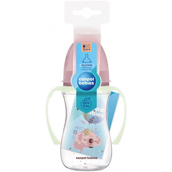 Фото - Пляшка для годування Canpol babies антиколікова з широким отвором 240 мл Easystart Sleepy Koala - рожева (35/237_pin)