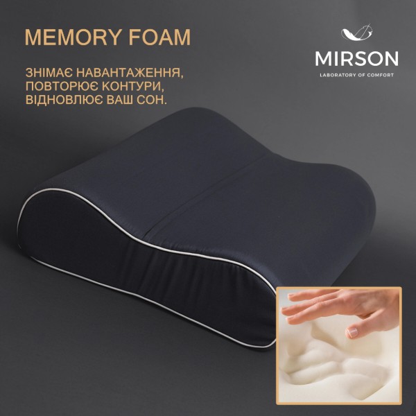 Фото - Подушка ортопедическая MirSon №6007 Delicate satin Iron grey 58х40х10.5 (2200003260977)