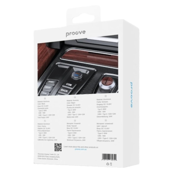 Фото - Автомобільний зарядний пристрій Proove Tiny Power Pro 65W (USB + Type-C) (ACTP65110001)