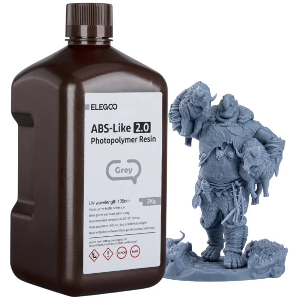 Фото - Гумовий фотополімер Elegoo Standard Resin 2кг сіра (50.103.0273)