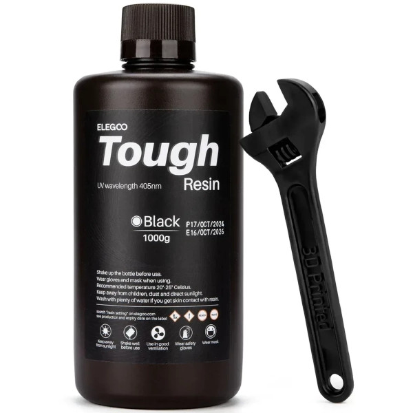 Фото - Гумовий фотополімер Elegoo Tough Resin 1кг чорна (50.103.0271)