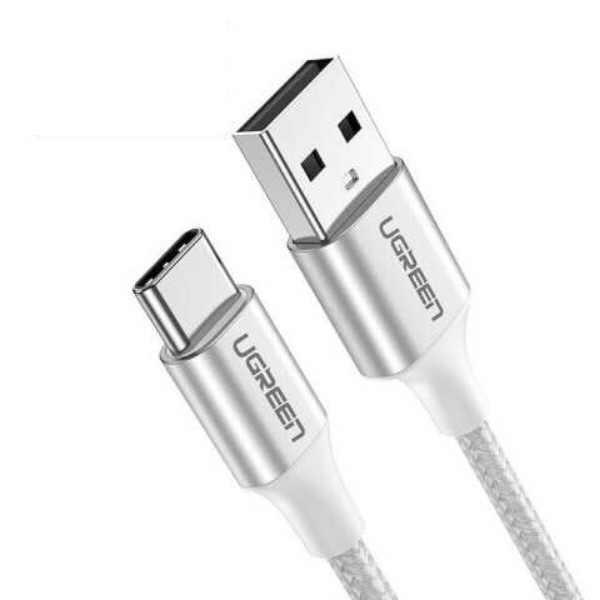 Фото - Кабель UGREEN US288 USB 2.0 AM-Type-C M 2 m 3.0A 18W Nickel Plating Aluminum Braid White (60133)