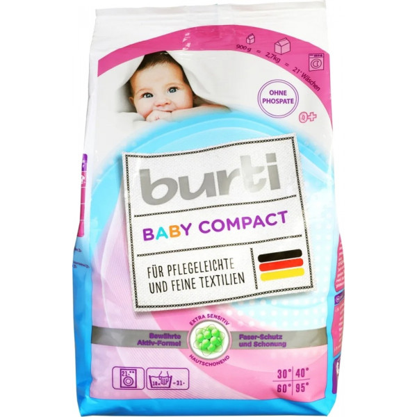 Фото - Стиральный порошок Burti Compact д/детского белья 900г Фото - Стиральный порошок Burti Compact д/детского белья 900г