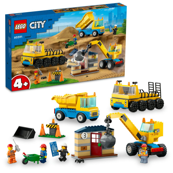 Фото - Конструктор LEGO City Будівельна вантажівка й кулястий кран-таран (60391)