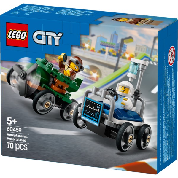Фото - Конструктор LEGO City «Літак проти лікарняного ліжка» Набір для перегонів (60459)