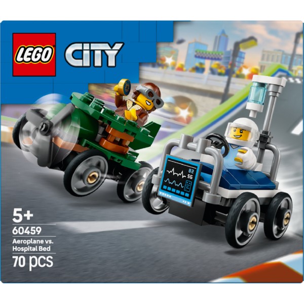 Фото - Конструктор LEGO City «Літак проти лікарняного ліжка» Набір для перегонів (60459)
