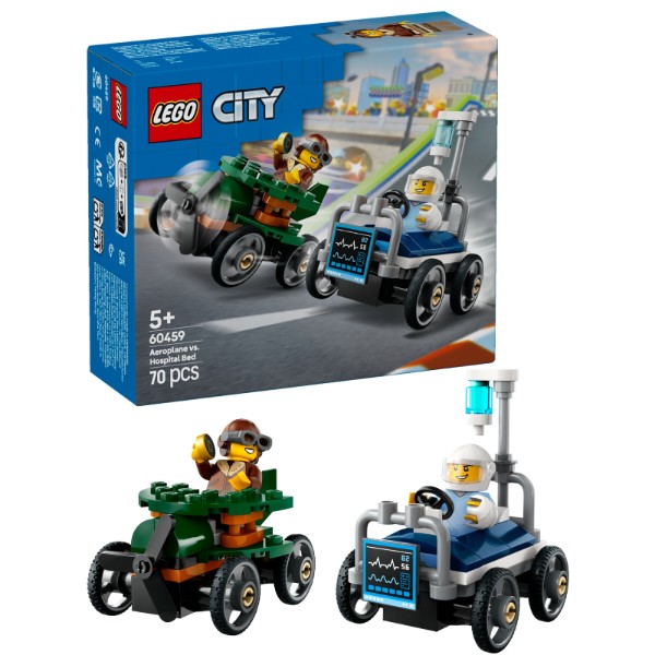 Фото - Конструктор LEGO City «Літак проти лікарняного ліжка» Набір для перегонів (60459)