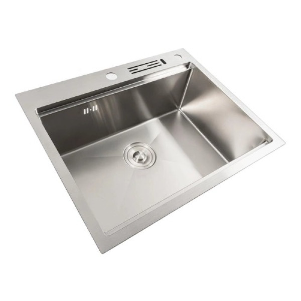 Фото - Мийка кухонна Platinum 60х50 Handmade з підставкою для ножів (сифон круглий, 3,0/0,8)