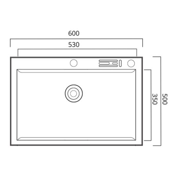 Фото - Мийка кухонна Platinum 60х50 Handmade з підставкою для ножів (сифон круглий, 3,0/0,8)