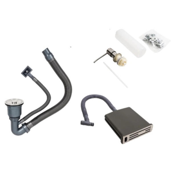 Фото - Мийка кухонна Platinum 60х50 Handmade з підставкою для ножів (сифон круглий, 3,0/0,8)