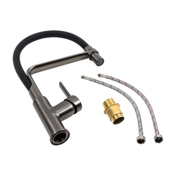 Фото - Кухонний змішувач VALESO BQ566 гнучкий PVD чорний