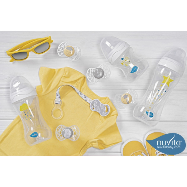 Фото - Ортодонтична пустушка Nuvita Air55 Cool 6m + "Love" Жовто-сіра (NV7084SC)