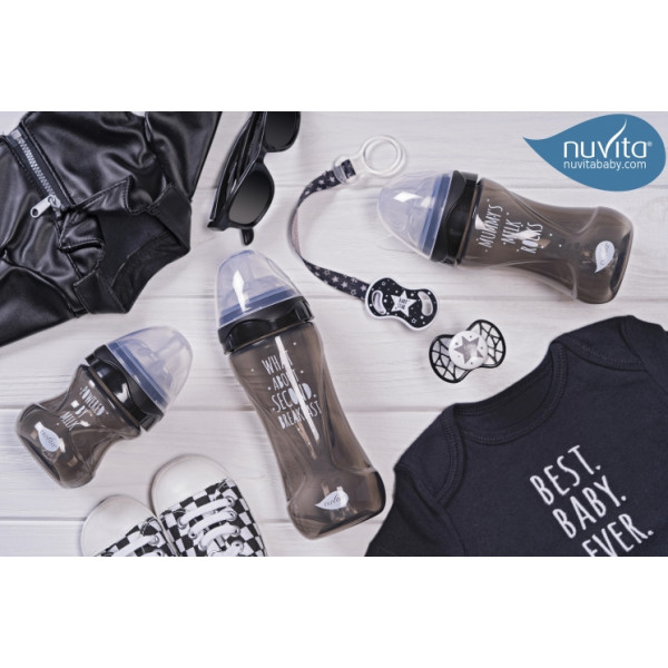 Фото - Бутылочка для кормления Nuvita Антиколиковая Mimic Cool 330 мл Black (NV6052BLACK)