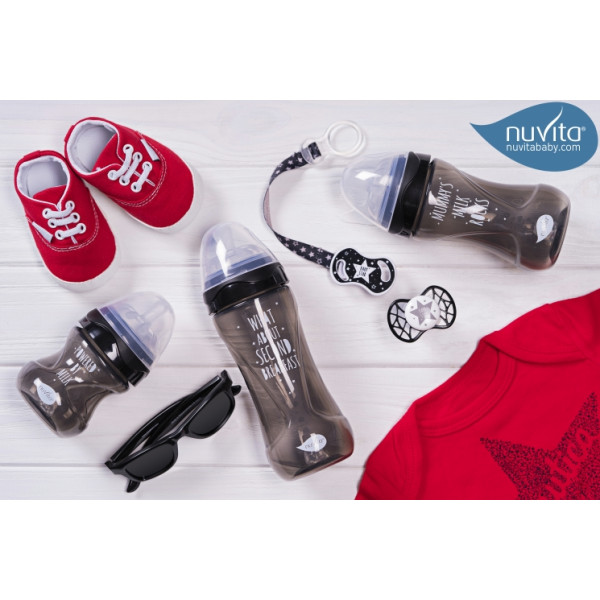 Фото - Бутылочка для кормления Nuvita Антиколиковая Mimic Cool 330 мл Black (NV6052BLACK)