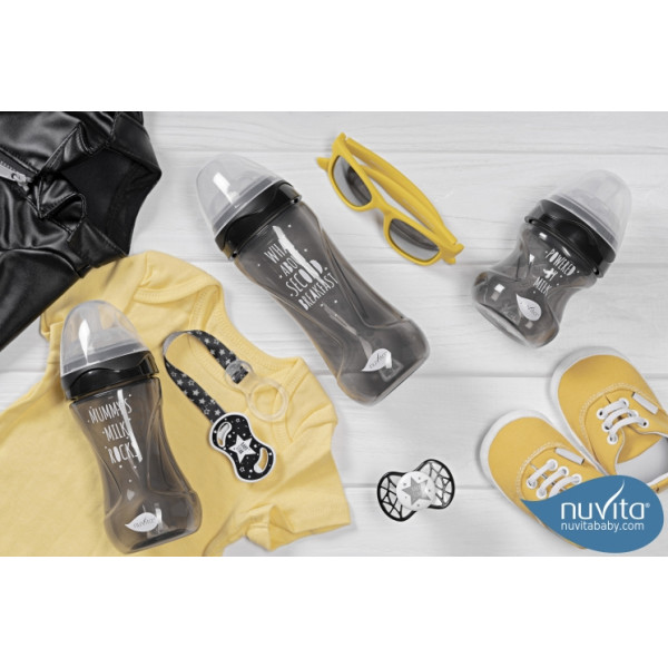 Фото - Бутылочка для кормления Nuvita Антиколиковая Mimic Cool 330 мл Black (NV6052BLACK)