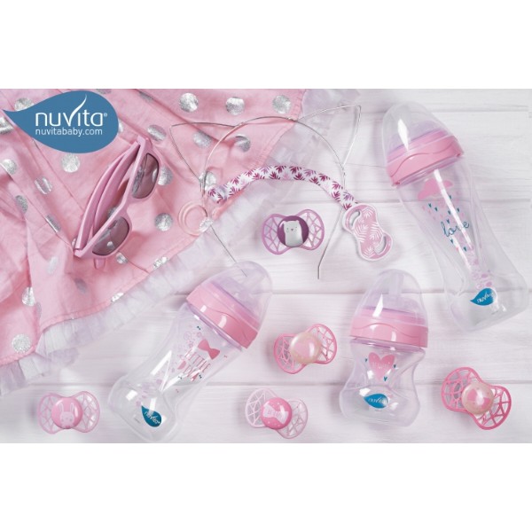 Фото - Ортодонтическая пустышка Nuvita Air55 Cool 0m+ ''Love'' Розово-персиковый (NV7064PR)
