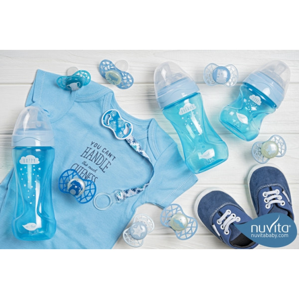 Фото - Бутылочка для кормления Nuvita Антиколиковая Mimic Cool 330 мл Blue (NV6052SKY)