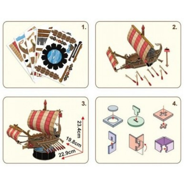 Фото - 3D пазлы Cubic Fun "Римский Боевой корабль" (T4032h)