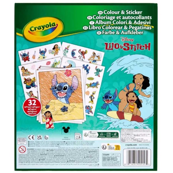 Фото - Розмальовки Crayola Lilo & Stitch 32 стор. та 4 стор. наліпок (04-0900G)