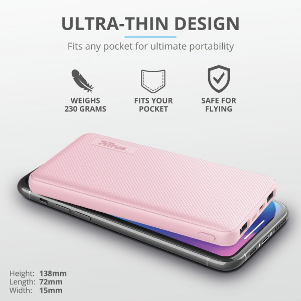 Фото - Батарея мобильная Trust Primo 10000 mAh Pink (23897)