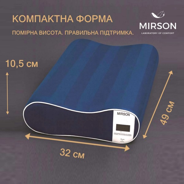 Фото - Подушка ортопедическая MirSon №6090 Noble stripe Blue sea 49х32х10.5 (2200003262445)