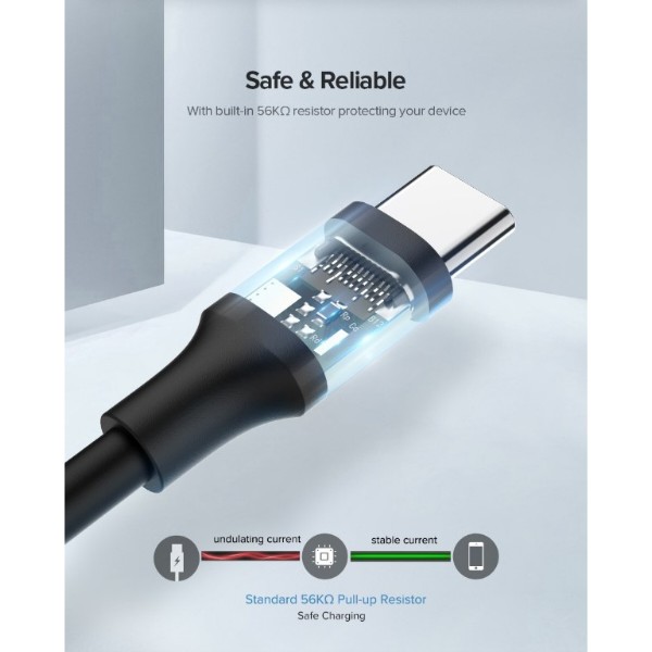 Фото - Кабель UGREEN US287 USB 2.0 AM-Type-C M 3 m 3.0A 18W Nickel Plating Black (60826)
