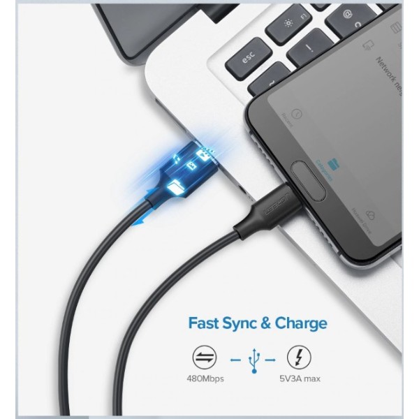 Фото - Кабель UGREEN US287 USB 2.0 AM-Type-C M 3 m 3.0A 18W Nickel Plating Black (60826)