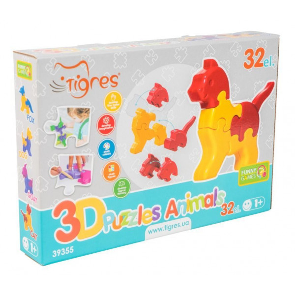 Фото - Пазли (до 2 років) Tigres Тварини 4 шт. 32 ел. (39355)