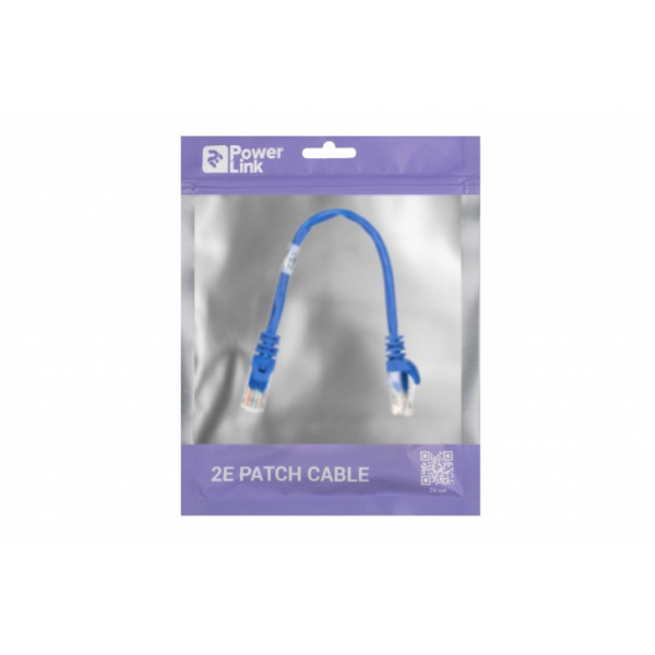 Фото - Кабель патч-корд 2E Cat 5e UTP RJ45 26AWG 0.20 m Blue (2E-PC5ECA-020BL)