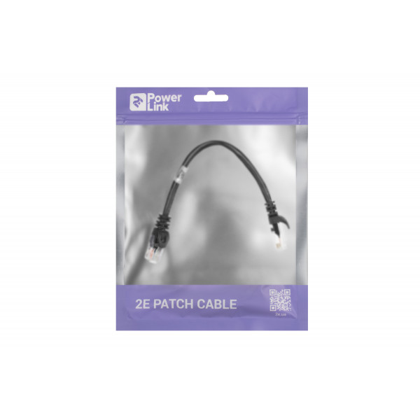 Фото - Кабель патч-корд 2E Cat 5e UTP RJ45 26AWG 0.20 m  Black (2E-PC5ECA-020BK)