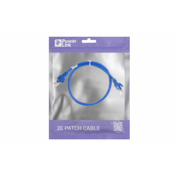 Фото - Кабель патч-корд 2E Cat 5e UTP RJ45 26AWG 0.50 m Blue (2E-PC5ECA-050BL)