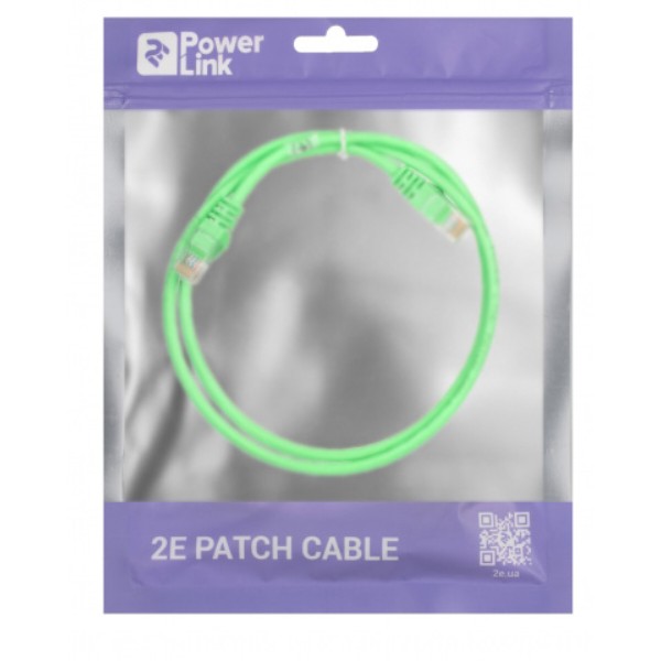 Фото - Кабель патч-корд 2E Cat 5e UTP RJ45 26AWG 1.00 m Green (2E-PC5ECA-100GRN)