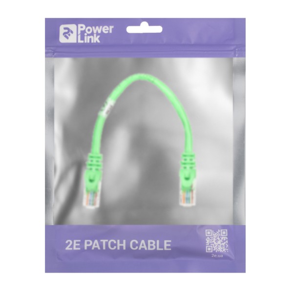 Фото - Кабель патч-корд 2E Cat 5e UTP RJ45 26AWG 0.20 m Green (2E-PC5ECOP-020GRN)