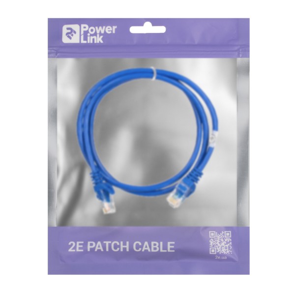 Фото - Кабель патч-корд 2E Cat 5e UTP RJ45 26AWG 0,20 m Blue (2E-PC5ECOP-020BL)