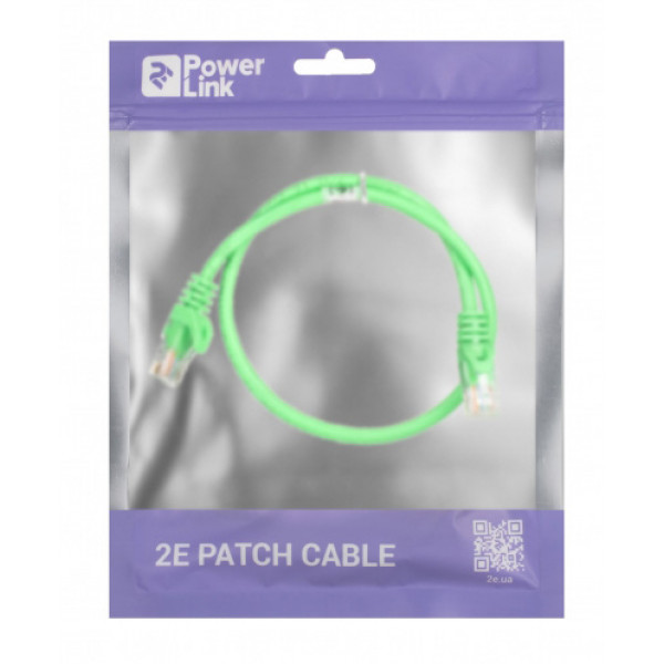 Фото - Кабель патч-корд 2E Cat 5e UTP RJ45 26AWG 0.50 m Green (2E-PC5ECOP-050GRN)