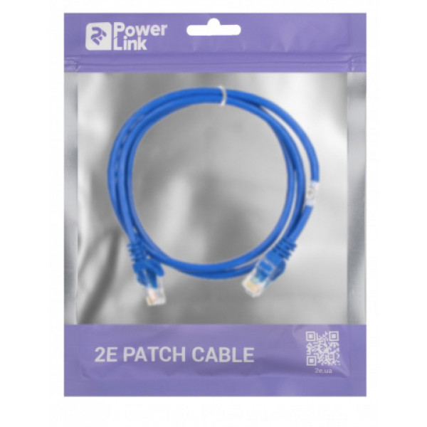Фото - Кабель патч-корд 2E Cat 5e UTP RJ45 26AWG 1.00 m Blue (2E-PC5ECOP-100BL)