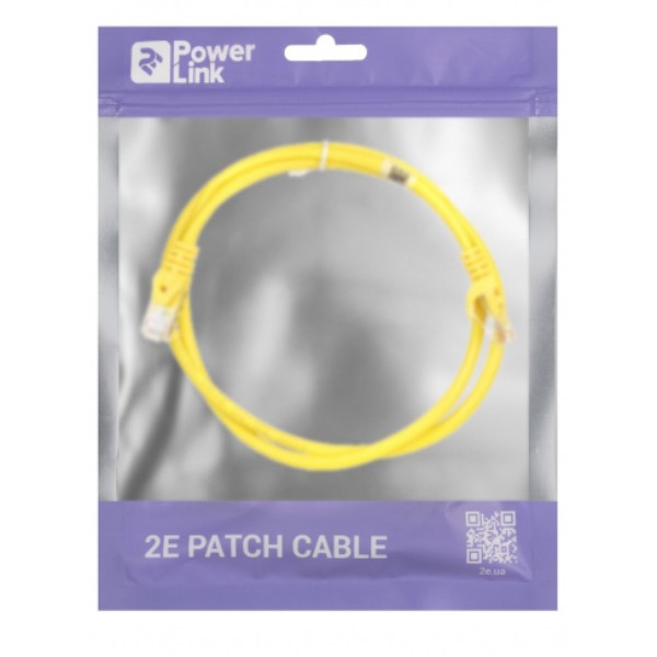 Фото - Кабель патч-корд 2E Cat 5e UTP RJ45 26AWG 1.00 m Yellow (2E-PC5ECOP-100YLW)