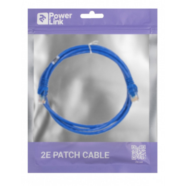 Фото - Кабель патч-корд 2E Cat 5e UTP RJ45 26AWG 1.50 m Blue (2E-PC5ECOP-150BL)