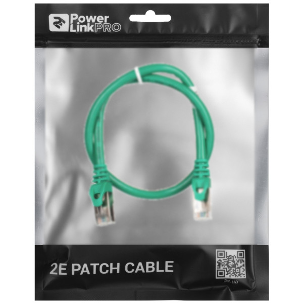 Фото - Кабель патч-корд 2E Cat 6 S-FTP RJ45 4Х2 27AWG 0.50 m Green (2E-PC6SFTPCOP-050GRN)