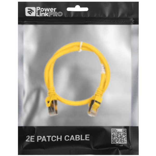 Фото - Кабель патч-корд 2E Cat 6 S-FTP RJ45 4Х2 27AWG 0.50 m Yellow (2E-PC6SFTPCOP-050YLW)